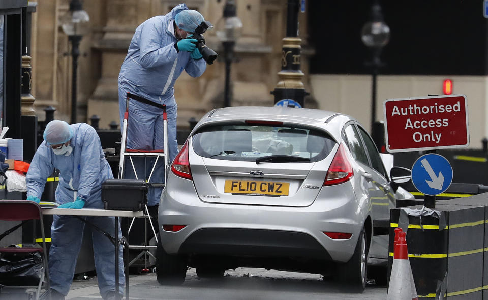 Car crash outside U.K. Parliament