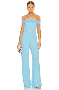 feather-trim jumpsuit