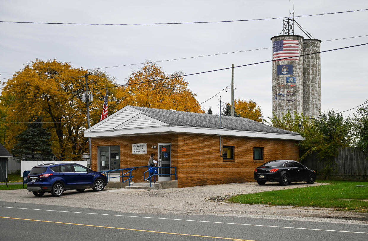The Post Office on West Grand River Highway near Grange Road in Eagle Township, seen Wednesday, Oct. 25, 2023.