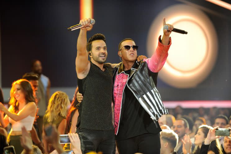 Luis Fonsi and Daddy Yankee perform onstage at the Billboard Latin Music Awards at Watsco Center on April 27, 2017 in Coral Gables, Florida. (Photo by Sergi Alexander/Getty Images)