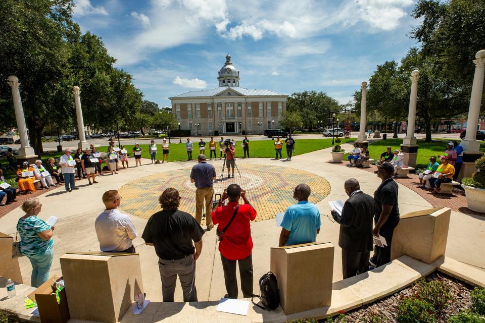 About 40 members of the Polk Ecumenical Action Council for Empowerment (PEACE) gathered Tuesday afternoon at Fort Blount Park in Bartow. Several pastors from local churches spoke, urging local law enforcement agencies to increase their use of an adult pre-arrest diversion program.