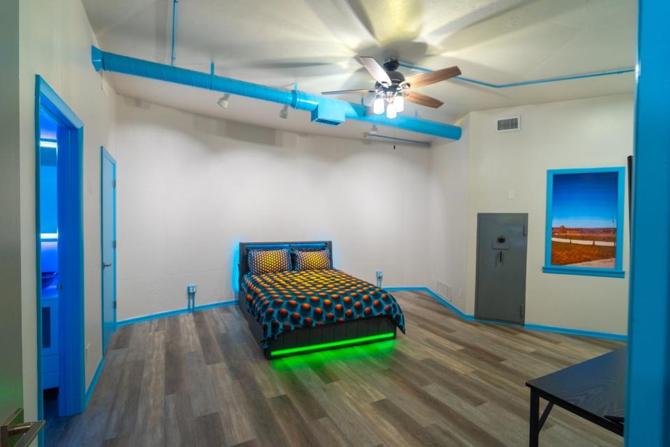 One of the bedrooms at the Missile Silo Ranch in Ellsworth County. The ranch, a renovated Atlas missile silo that is is used as a vacation rental experience, will be hosting tours of the facility during the 2024 Big Kansas Road Trip in May.