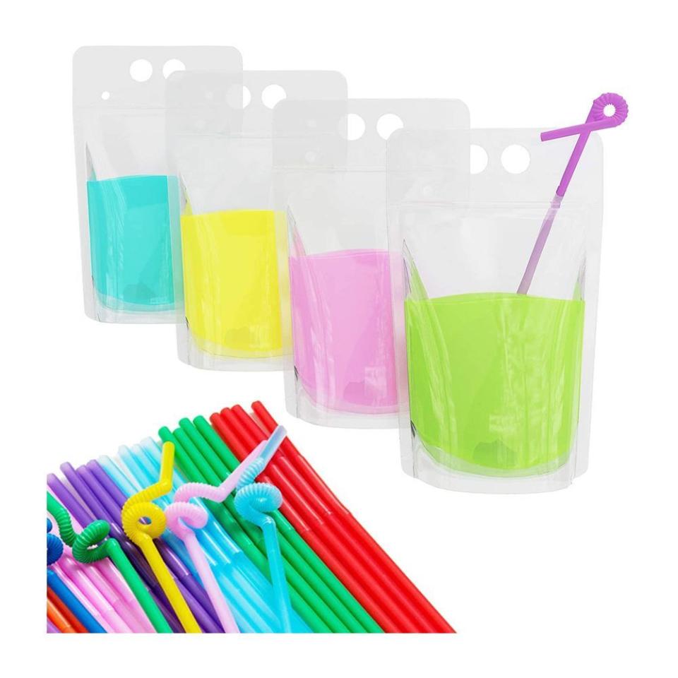 100 Drink Pouches With Straws