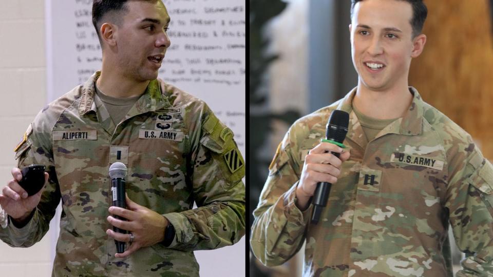 Now-Capt. Chris Aliperti, left, and Capt. Chris Flournoy, right, spoke with Army Times about the future of innovation talent management in the Army. (Army)