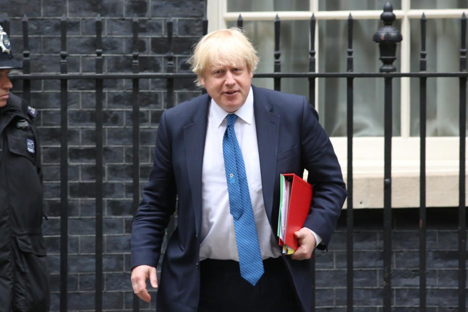 Foreign Secretary Boris Johnson arriving in Downing Street, London, as Prime Minister Theresa May is to visit the Queen at Buckingham Palace later to mark the dissolution of Parliament for the General Election.