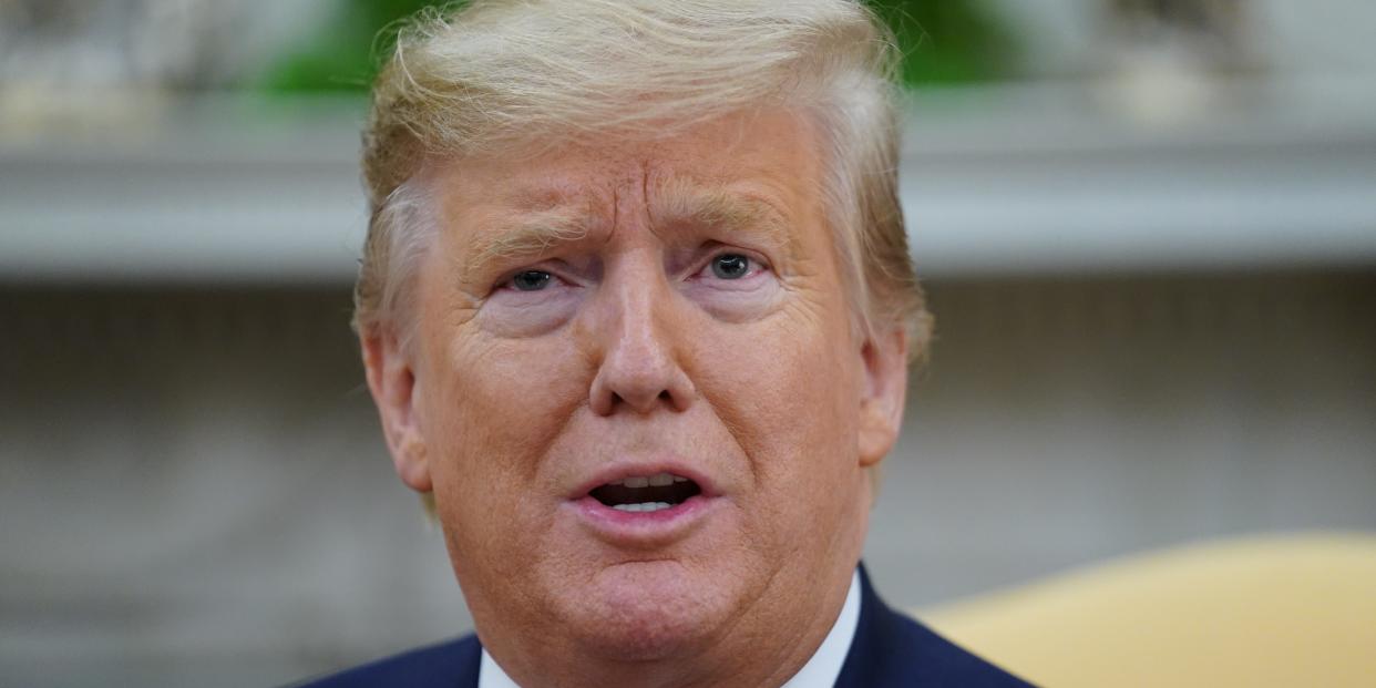 U.S. President Donald Trump speaks during a meeting with Guatemala's President Jimmy Morales in the Oval Office of the White House in Washington, U.S., December 17, 2019. REUTERS/Kevin Lamarque