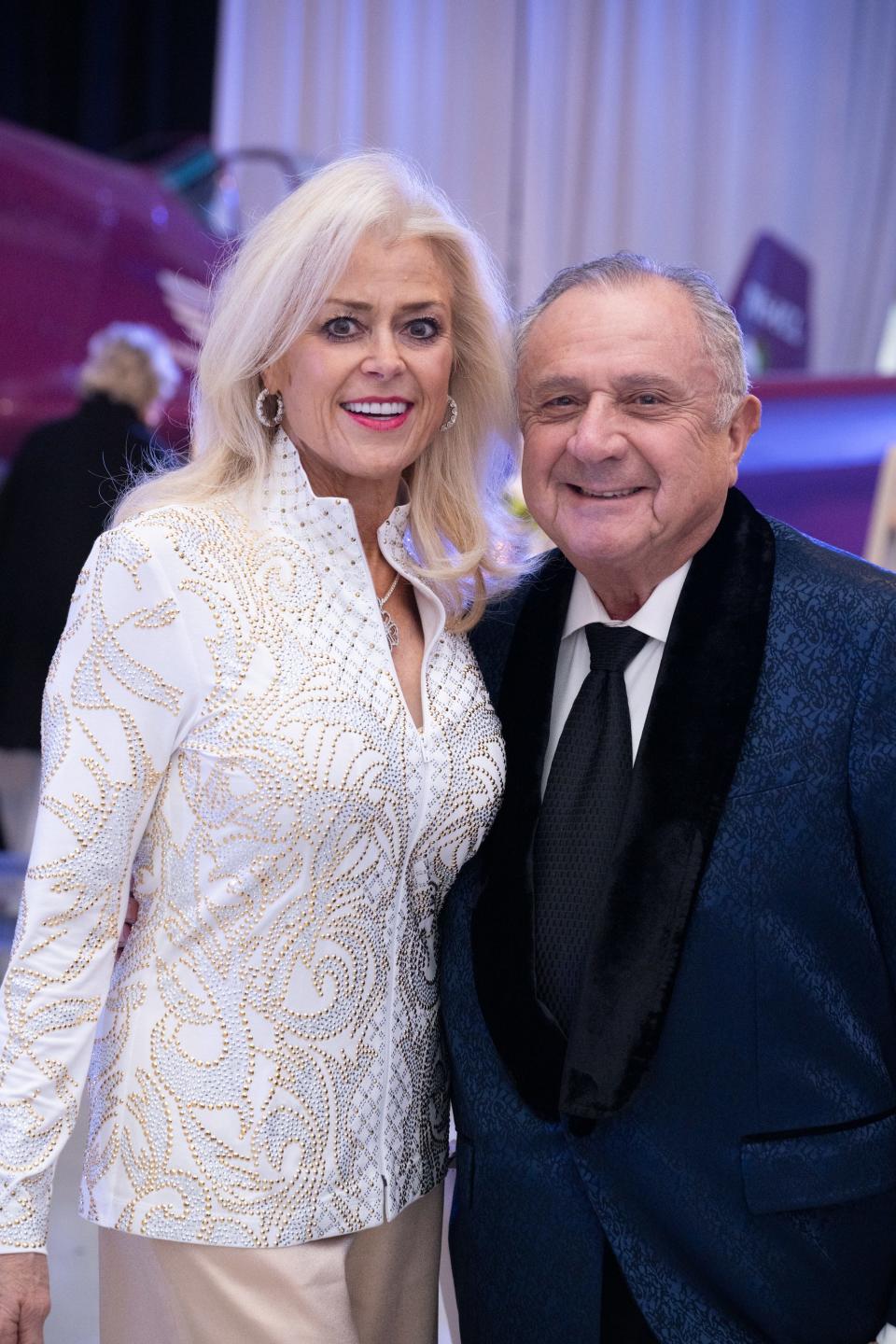 Tracy Smith and Dick Shalhoub attend the annual Air Museum Gala in Palm Springs, Calif., on Feb. 10, 2024.