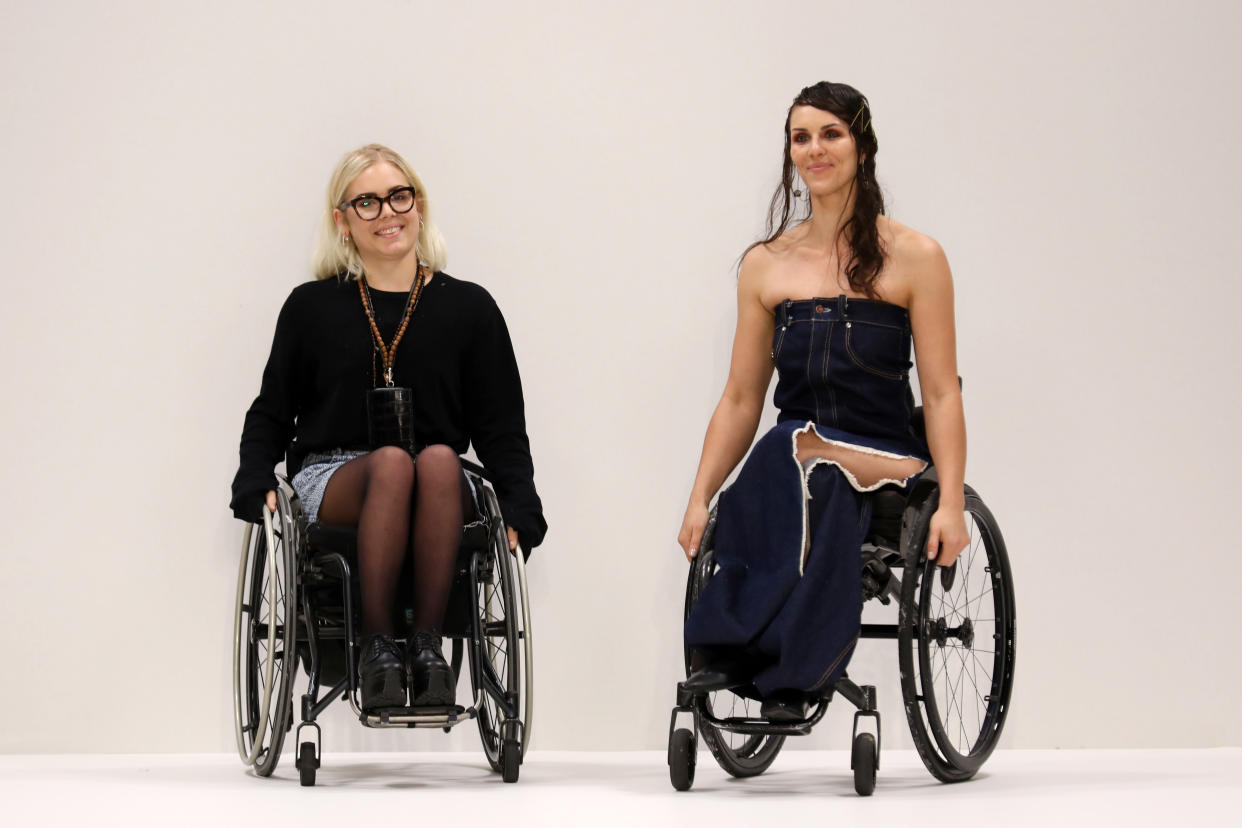 Disabled models took to the catwalk for Louise Linderoth’s Swedish School of Textiles collection [Photo: Getty]