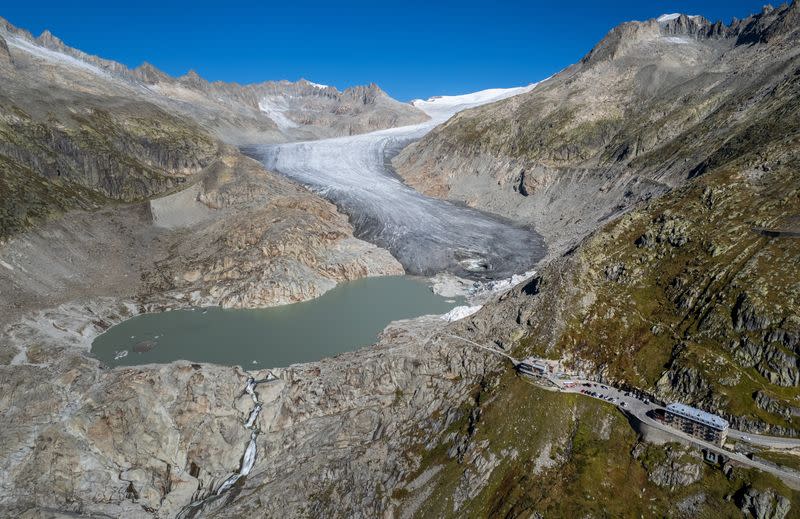 The Belvedere hotel is pictured near the Rhone glacier in Obergoms