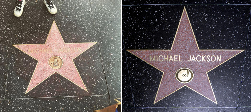 Left is British/American radio commentator Michael Jackson’s and right is pop king Michael Jackson’s star. Source: Instagram/Getty