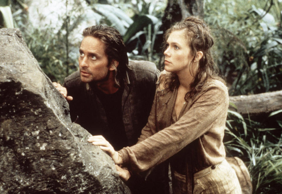 For some more context, Romancing the Stone follows Kathleen's Joan, a romance novelist, who sets off to Colombia to find her kidnapped sister, only to find herself in the middle of a treasure hunt with a rogue mercenary (played by Michael).