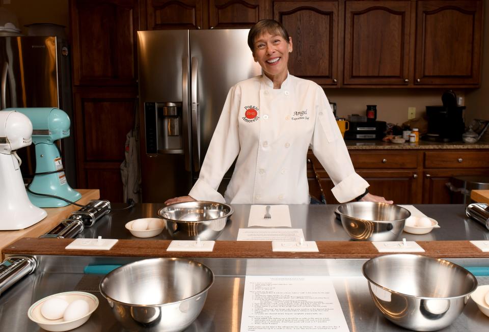 Chef Angela Marie Perkins stands inside the kitchen of Poggio Amorelli Bed & Breakfast in North Canton on Friday, Feb. 2, 2024.