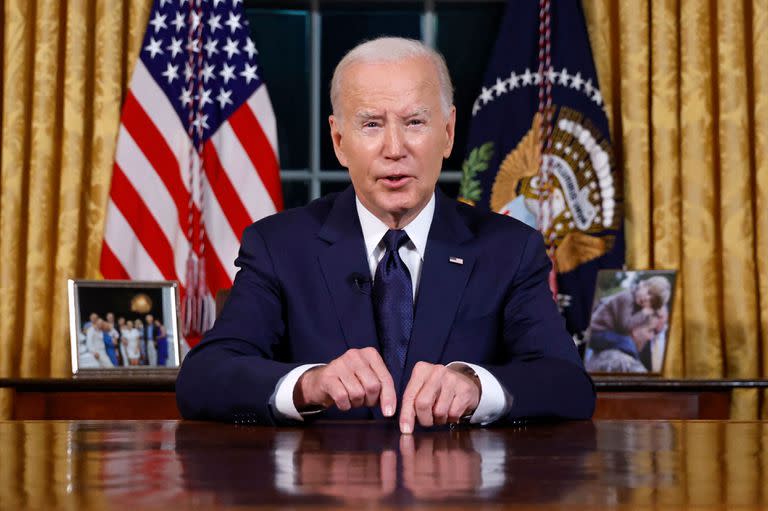 Joe Biden durante su discurso en la Casa Blanca tras su viaje a Israel