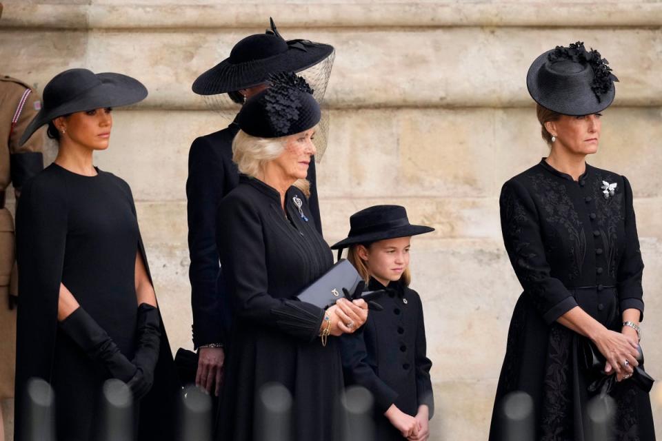 Meghan, Duchess of Sussex, Camilla, Queen Consort, Princess Charlotte of Wales and Sophie, Countess of Wessex: (Getty Images)