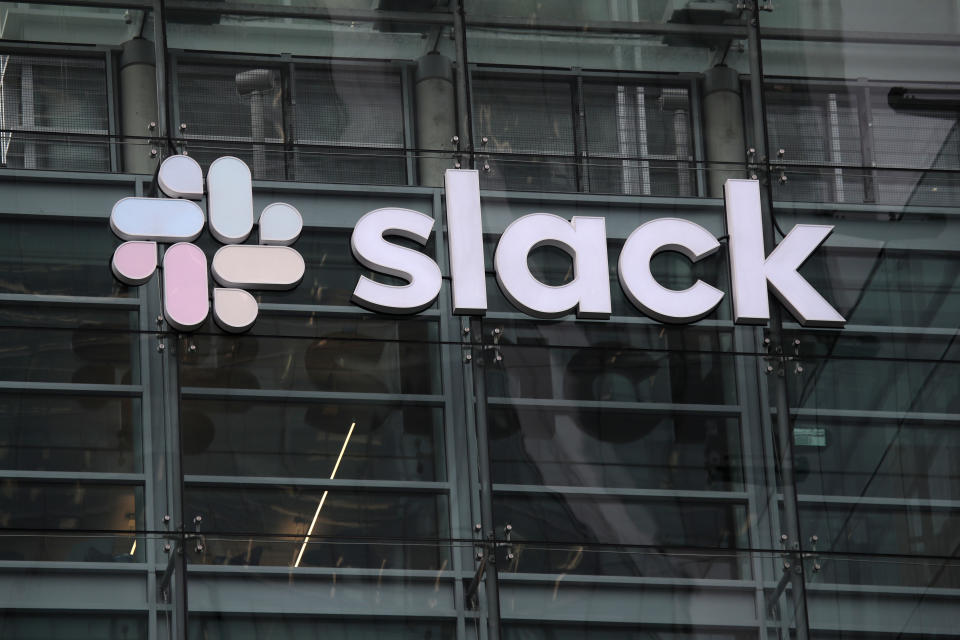 SAN FRANCISCO, CALIFORNIA - APRIL 02: A view of Slack headquarters on April 02, 2019 in San Francisco, California. Workplace messaging company Slack Technologies Inc. announced plans to list its shares on the New York Stock Exchange.  (Photo by Justin Sullivan/Getty Images)