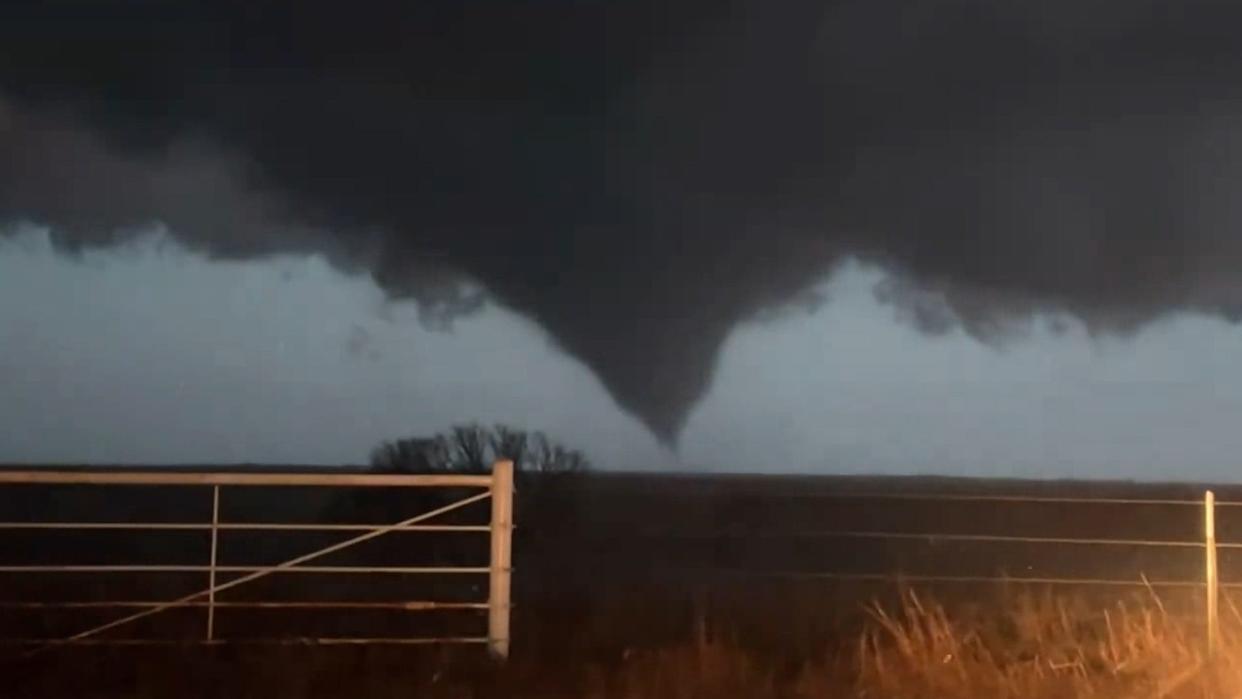 Images of a large tornado spotted in Northeast Kansas Wednesday.