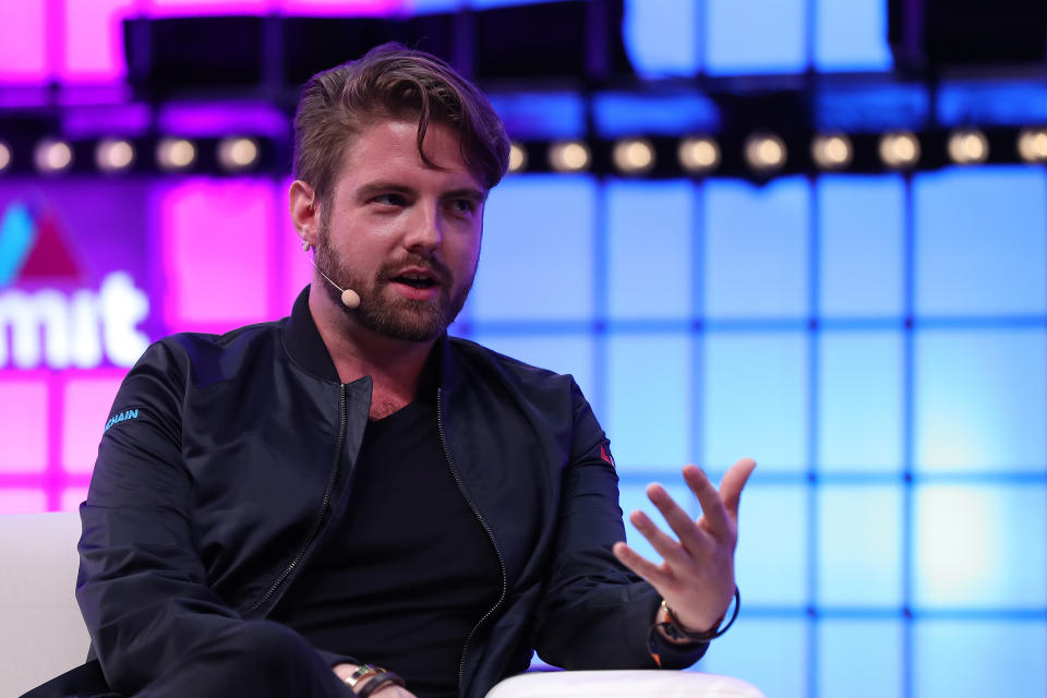 Blockchain Co-Founder & CEO Peter Smith speaks during the Web Summit 2018 in Lisbon, Portugal on November 6, 2018. (Photo by Pedro Fiúza/NurPhoto via Getty Images)