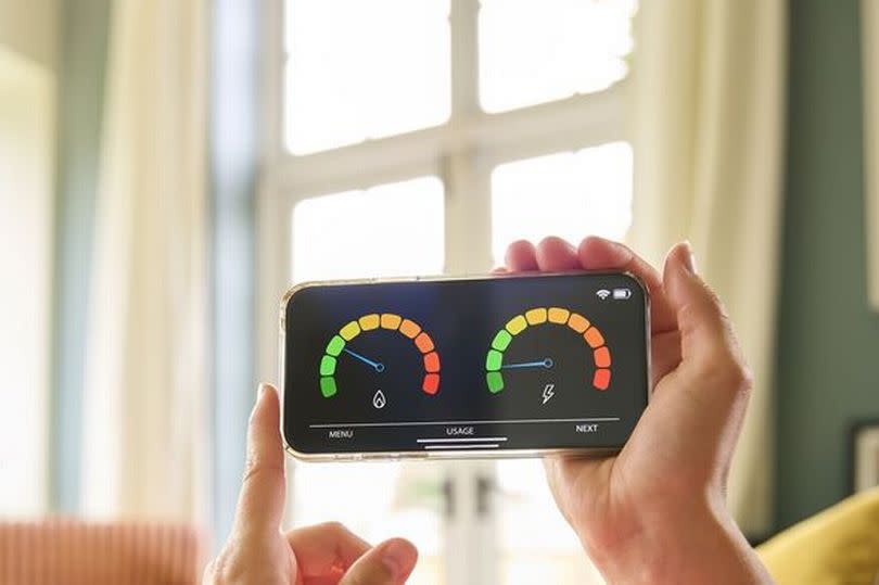 Close Up Of Woman Looking At Screen Of Smart Meter