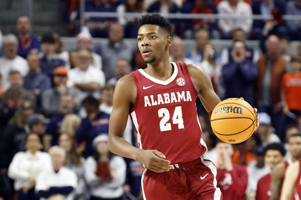 Alabama basketball player Brandon Miller, 24, brought a gun to an incident that led to the death of a 23-year-old woman, according to police. (AP Photo/Butch Dill)