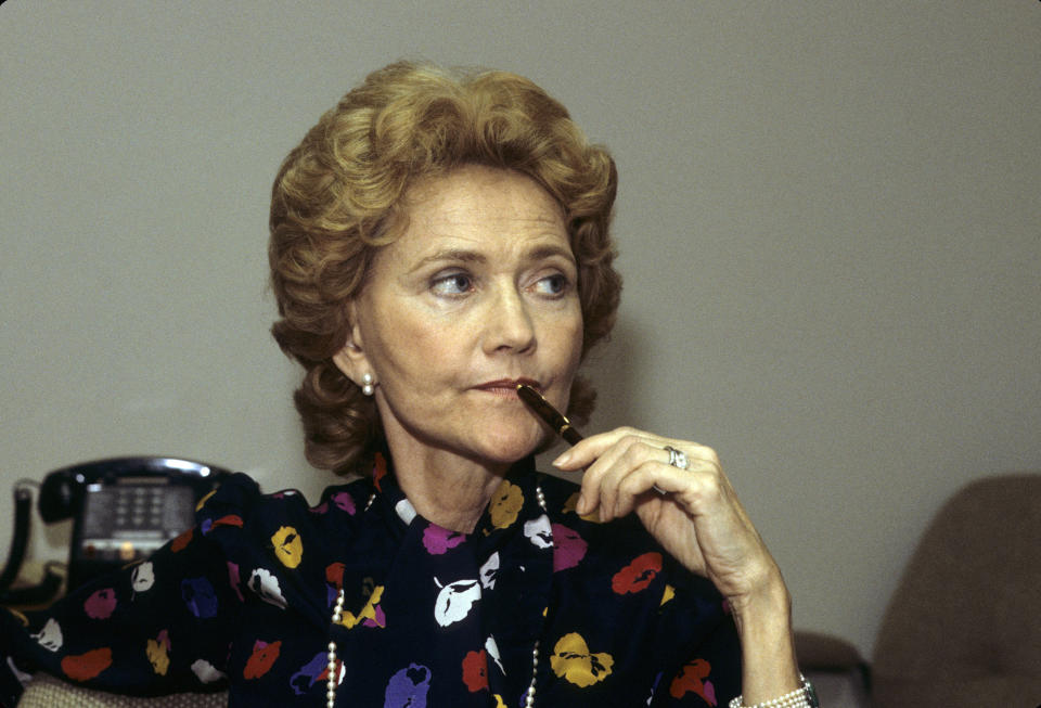 <p>Agnes Nixon was a titan of the soap opera world, with writing or producing credits on One Life to Live, All My Children, and Guiding Light. She passed away on September 28 at age 93. — (Pictured) Agnes Nixon behind the scenes of the ABC soap opera ‘Loving’ in 1983. (ABC Photo Archives/ABC via Getty Images) </p>