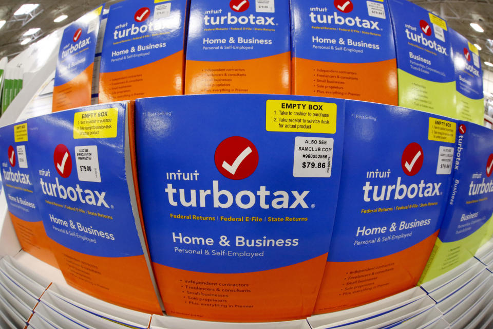 This Thursday, Feb. 22, 2018 photo shows a display of TurboTax software in a Sam's Club in Pittsburgh. (AP Photo/Gene J. Puskar)