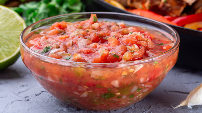Salsa in a glass bowl