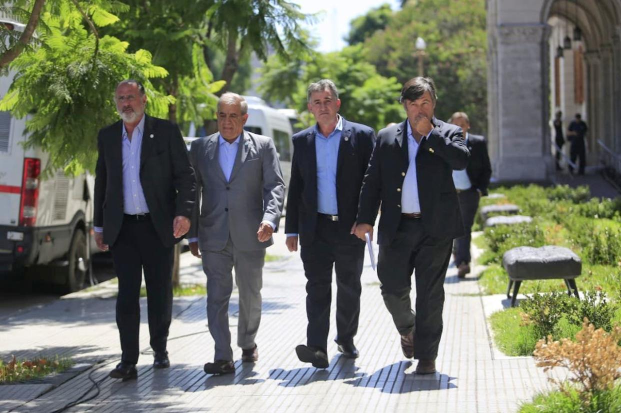 Jorge Chemes (CRA), Carlos Iannizzotto (Coninagro), Carlos Achetoni (FAA) y Daniel Pelegrina (SRA)