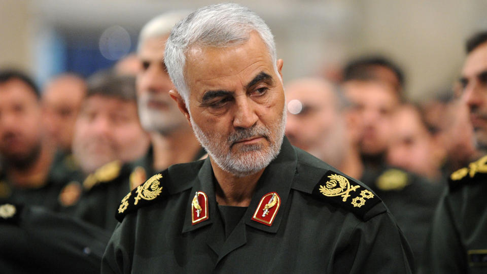 Iranian Quds Force commander Qassem Soleimani attends Iranian meeting with the Islamic Revolution Guards Corps (IRGC) in Tehran, Iran on September 18, 2016. (Photo by Pool / Press Office of Iranian Supreme Leader/Anadolu Agency/Getty Images)