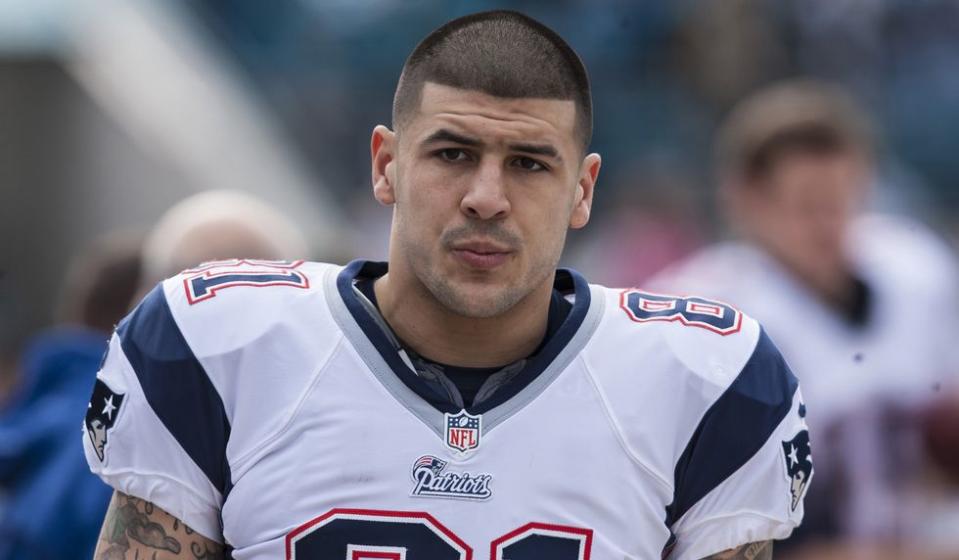 Aaron Hernadez in a New England Patriots uniform