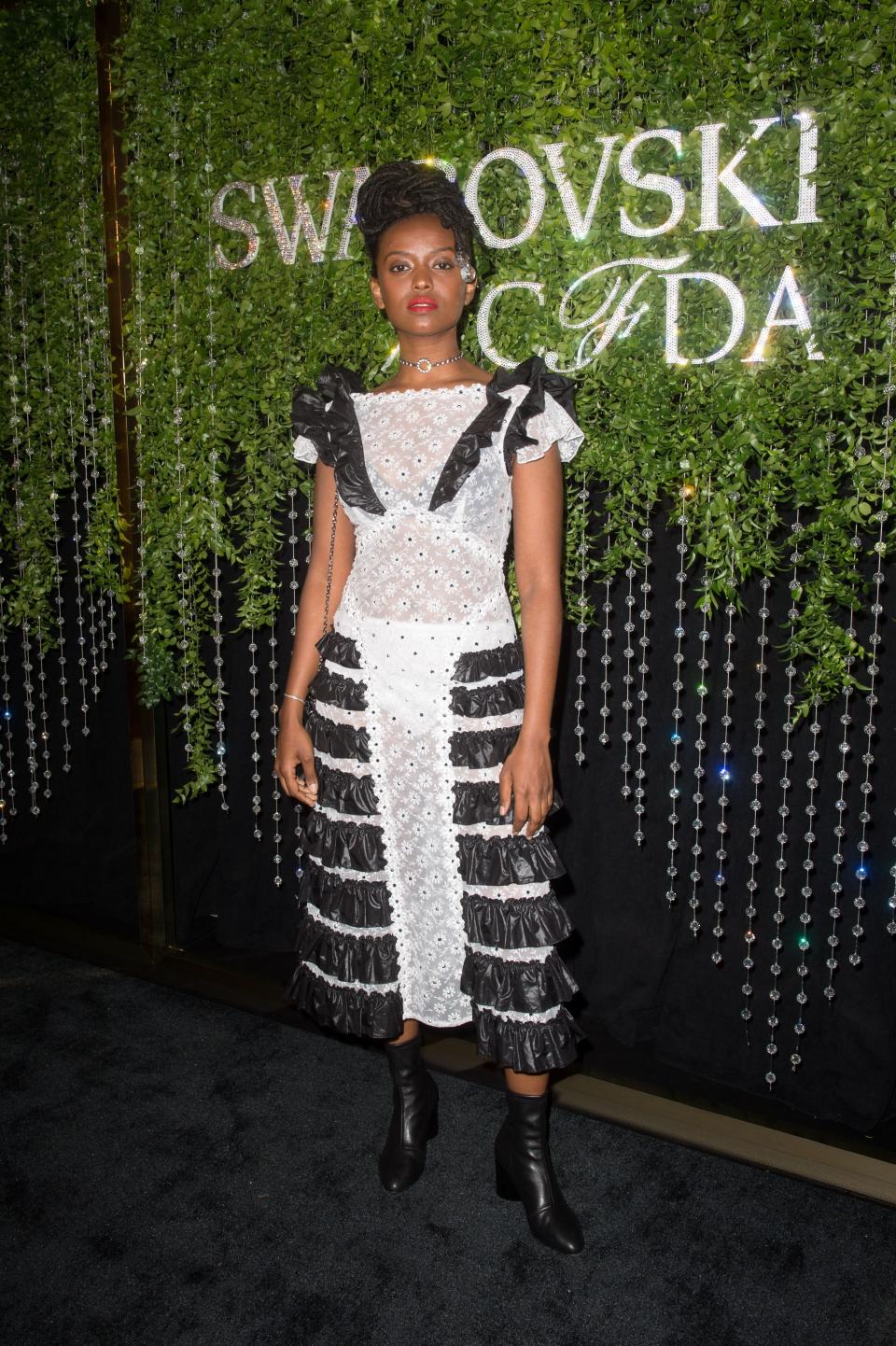 <p>WHO: Kelela</p> <p>WHAT: Christopher Kane</p> <p>WHERE: At the CFDA and Swarovski Emerging Talent cocktail party, New York City</p> <p>WHEN: May 16, 2018</p>