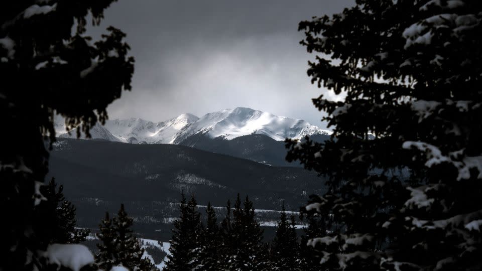 Snow-covered peaks near the headwaters of the Colorado River outside Winter Park, Colorado, in March. - Jason Connolly/AFP/Getty Images