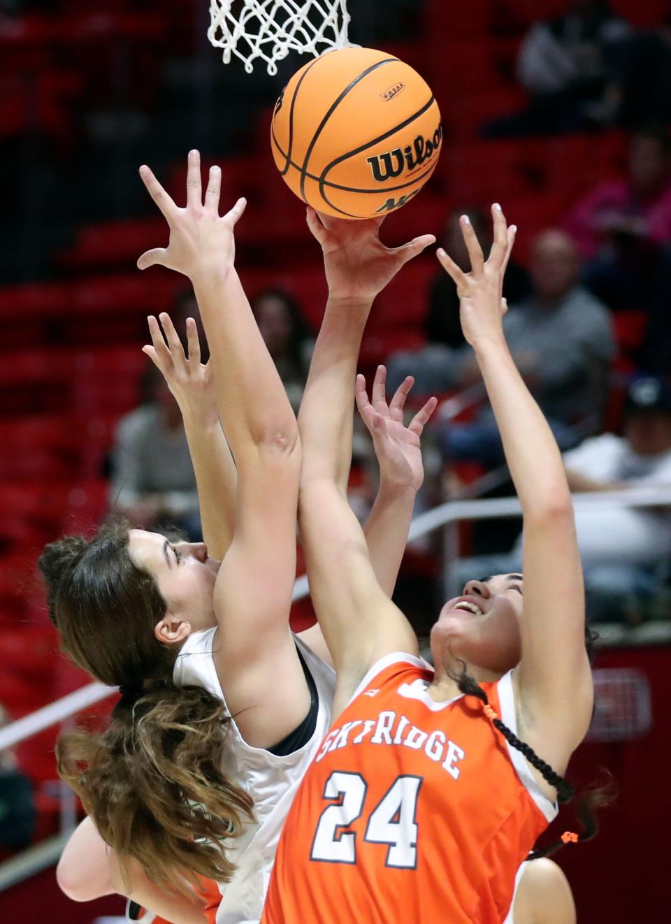 Syracuse plays Skyridge in a 6A girls quarterfinal basketball game at the Huntsman Center in Salt Lake City on Monday, Feb. 26, 2024. | Kristin Murphy, Deseret News
