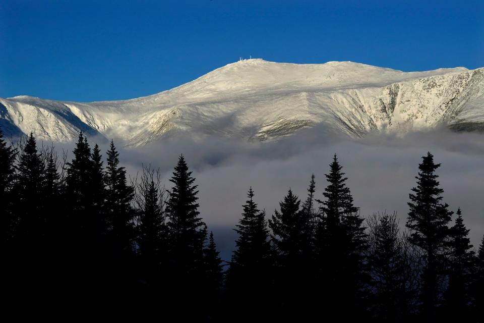 The summit of New Hampshire's Mount Washington is seen on Monday, Jan. 30, 2023. The peak experienced a wind chill temperature of minus 108 F on Friday, possibly the lowest ever recorded in the United States.