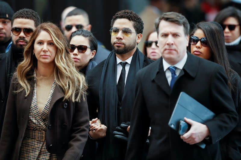 Former "Empire" actor Jussie Smollett arrives at court for his arraignment in Chicago