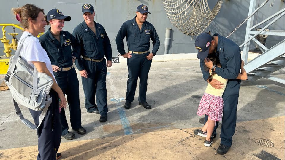 The mother and her 7-year-old daughter were taken to Joint Base Pearl Harbor-Hickam in Honolulu, Hawaii, after being rescued off the sailboat. - Guillaume Maman/US Coast Guard