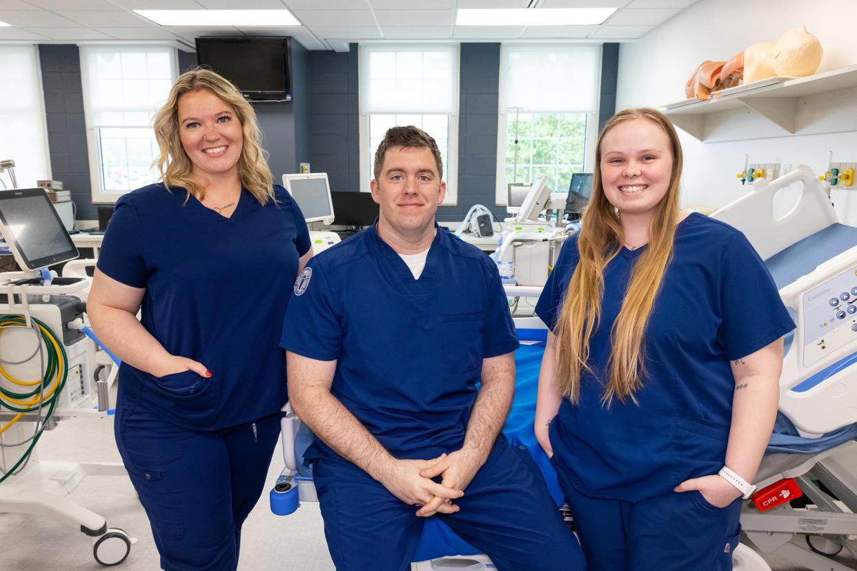 Ozarks Technical Community College will confer a bachelor's degree in respiratory therapy to three students this week. They include, from left: Samantha Gonzalez, Daniel Bowles and Jade Humphreys.