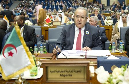 Algeria's Foreign Minister Ramtane Lamamra attends the opening session of the Syrian Donors Conference at Bayan Palace Liberation Hall in Kuwait City January 15, 2014. Donors including the United States and wealthy Gulf Arab countries pledged $1 billion on Wednesday for U.N. humanitarian efforts in Syria, devastated by almost three years of civil war. REUTERS/Stephanie McGehee