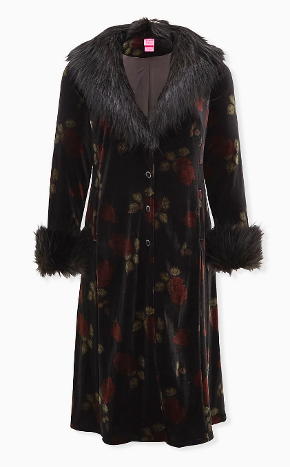 Floral Fur Trim Velvet Coat (Photo via Torrid)