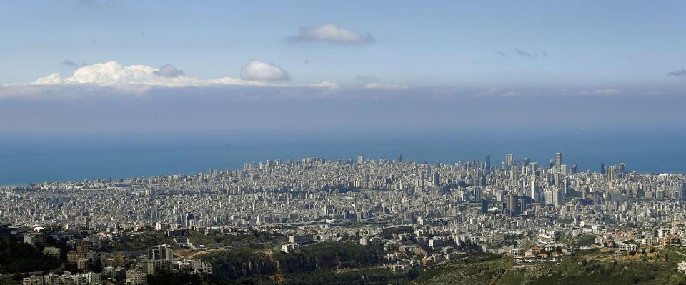 Lebanon's capital Beirut with a clear skyline, on March 21, 2020, as most people stay home during measures to control the spread of the novel coronavirus. Beirut is known for its heavy air pollution. (Photo: JOSEPH EID via Getty Images)