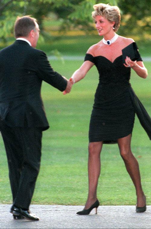 June 29, 1994: On the same day, Diana wore this stunning Christina Stambolian LBD - later nicknamed the "revenge dress" - to a Vanity Fair party.