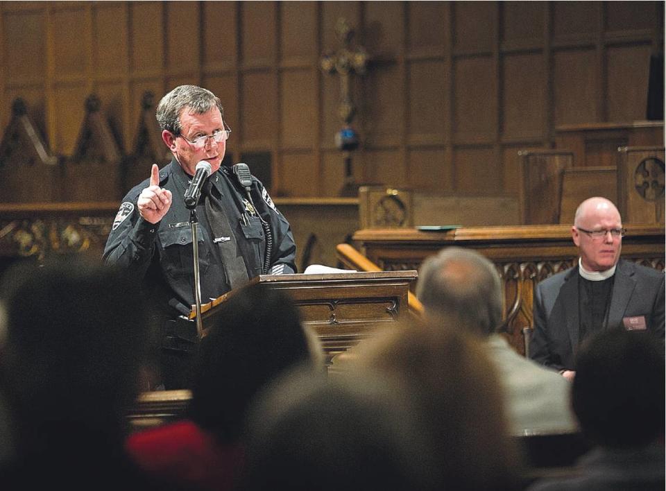 A trademark of the Boise Police Department under Chief Mike Masterson has been to get out and meet with the community. In February 2014, Masterson visits St. Michael’s Episcopal Cathedral.