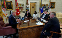 U.S. President Donald Trump speaks during an interview with Reuters at the White House in Washington, U.S., January 17, 2018. REUTERS/Kevin Lamarque