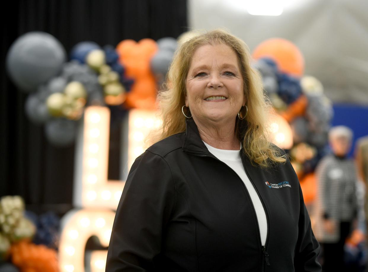 Molly Romig serves as the director of membership at the Canton Regional Chamber of Commerce. She is shown at the chamber's annual meeting at the Center for Performance on the Hall of Fame Village campus.