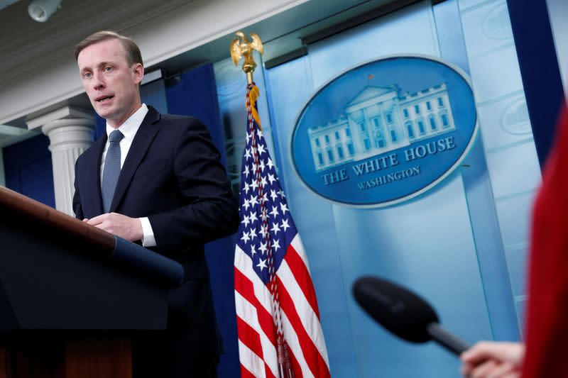 White House National Security Advisor Sullivan addresses the daily press briefing at the White House in Washington