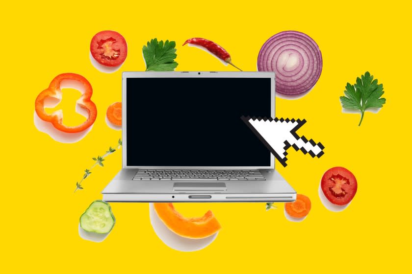 photo illustration of a computer and food ingredients