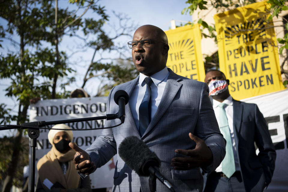 Rep. Jamaal Bowman (D-N.Y.) has said he "sometimes" regrets withdrawing his endorsement for Stringer. The left has not coalesced behind a plan to stop Andrew Yang or Eric Adams. (Photo: Caroline Brehman/Getty Images)