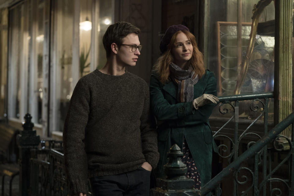 This image released by Warner Bros. Pictures shows Ansel Elgort, left, and Ashleigh Cummings in a scene from "The Goldfinch," in theaters on Sept. 13. (Nicole Rivelli/Warner Bros. Pictures via AP)