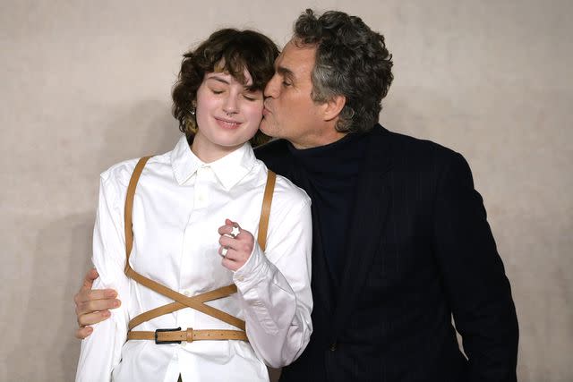 <p>Eamonn M. McCormack/Getty Images</p> Bella Noche Ruffalo and Mark Ruffalo at 'Poor Things' premiere