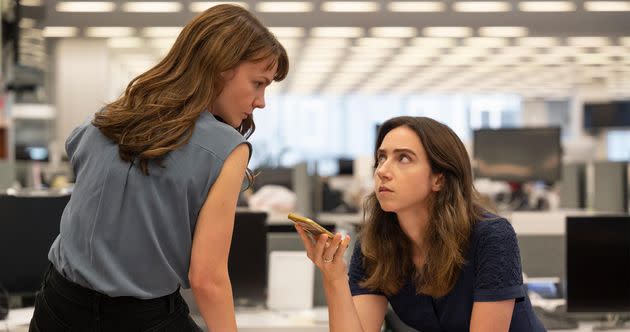 Megan Twohey (Carey Mulligan) and Jodi Kantor (Zoe Kazan) in a scene from 