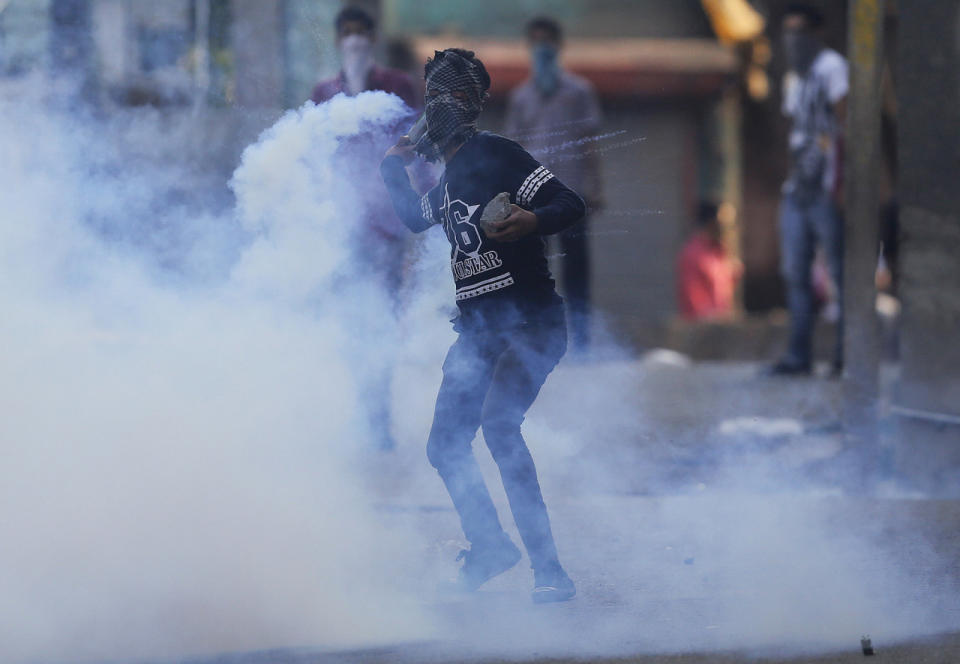 Kashmiri protester gased